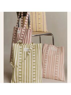 Sezane Striped Tote in Olive